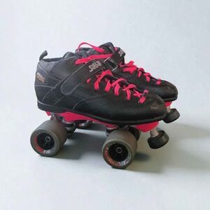Sure-Grip Rebel Fugitive Indoor Speed Skates Derby size 7 Black Pink